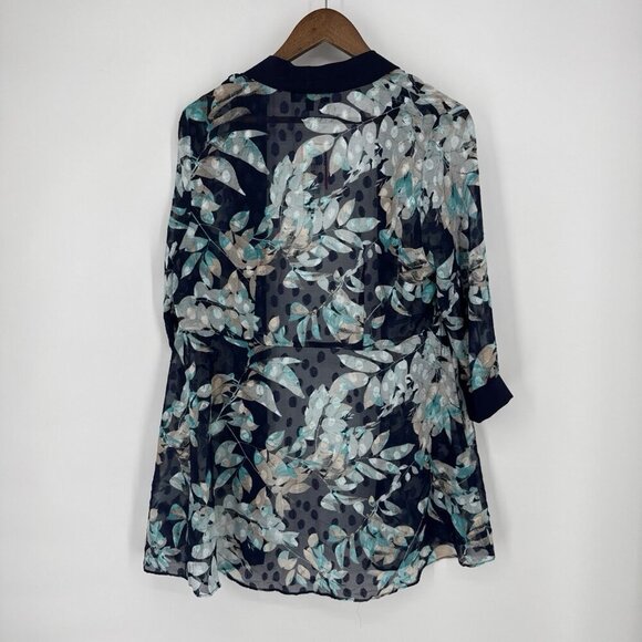 R&M Richards Womens Size 8 Navy Blue Floral Necklace Jacket & Dress Set Cocktail - Picture 12 of 12
